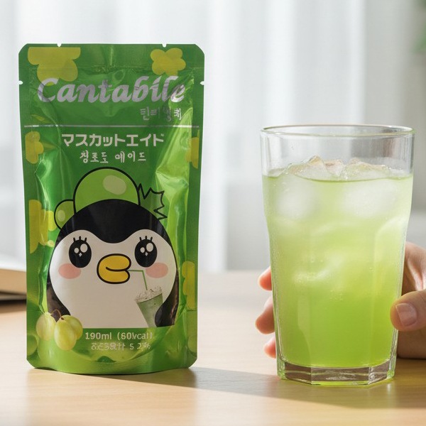 [カンターピレ] マスカットエイド 190ml / 韓国ドリンク 爽やかグリーングレープドリンク パウチ飲料　