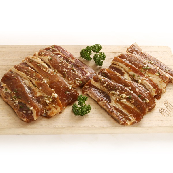 [凍]味付け 骨付 豚カルビスライス約1kg/ヤンニョム 焼肉 韓国料理