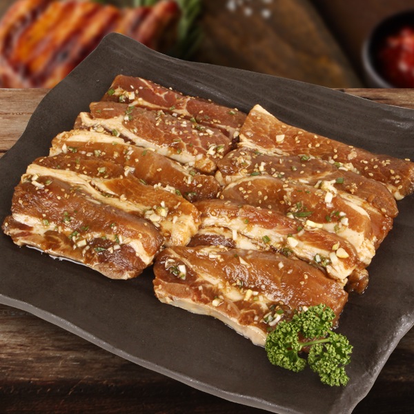 [凍]味付け 骨付 豚カルビスライス約1kg/ヤンニョム 焼肉 韓国料理