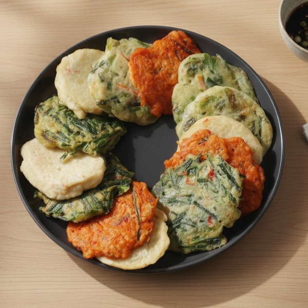 [凍] テプン 手作り 一口チヂミ 4種盛り合わせ 350g / ネギ・キムチ・ニラ・じゃがいも