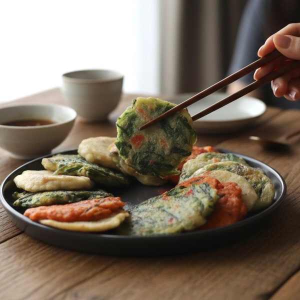 [凍] テプン 手作り 一口チヂミ 4種盛り合わせ 350g / ネギ・キムチ・ニラ・じゃがいも