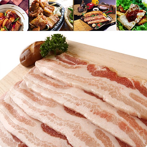 [凍] 豚 バラ肉 スライス 9mm 約1kg / たっぷり大容量 旨み極上 ジューシー