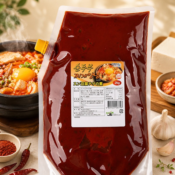 [ニューグリーン] スンドゥブ チゲソース 2kg / 純豆腐チゲ 韓国鍋 業務用 本場韓国の旨辛スープ