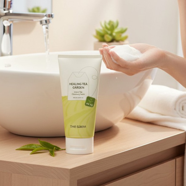 [the saem] ザセム ヒーリングティーガーデン グリーンティー クレンジングフォーム 150ml / 韓国コスメ 洗顔料 すっきり しっとり 毎日洗顔