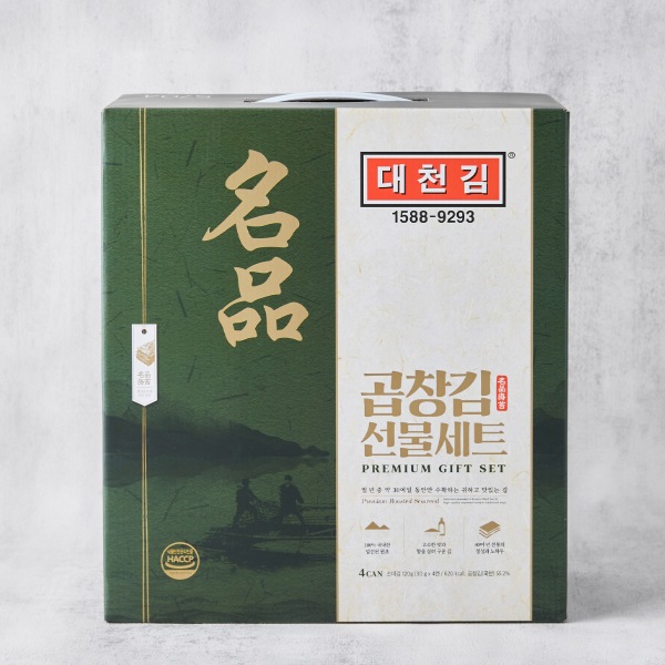 大川海苔（テチョンギム）コプチャン海苔 名品ギフトセット〈4缶入〉/ 