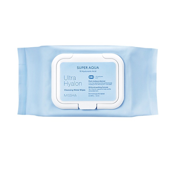 [MISSHA]ミシャ スーパー アクア ウルトラ ヒアルロニック クレンジング ウォーター ティッシュ30枚/韓国コスメ