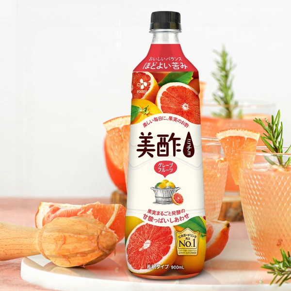[CJ]プチジェル美酢(ミチョ) グレープフルーツ味 900ml 1箱(12本入り)酢飲料 飲むお酢  韓国飲み物