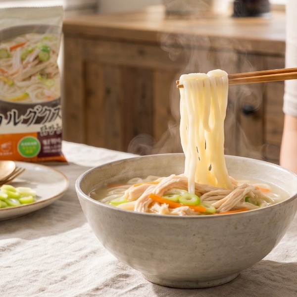 [白斎] タックカルグクス 192g・1人前 / 韓国伝統 鶏だしカルグクス もちもち手打ち風麺