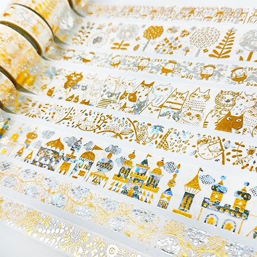 きらぴかマスキングテープ 星アカリ 27mm幅 many cats 2色箔