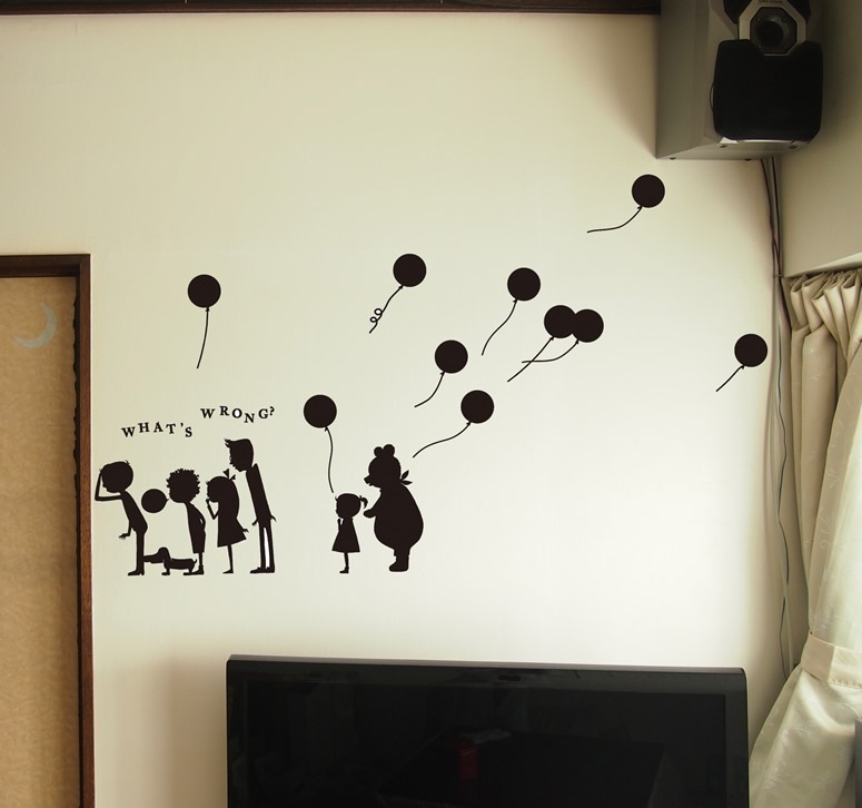 What's wrong?　 Wall art ウォールステッカー （Largeサイズ) ブラック