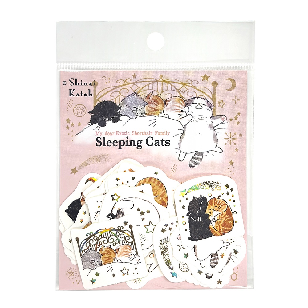 Shinzi Katoh Collection きらぴかフレークシール Sleeping Cats
