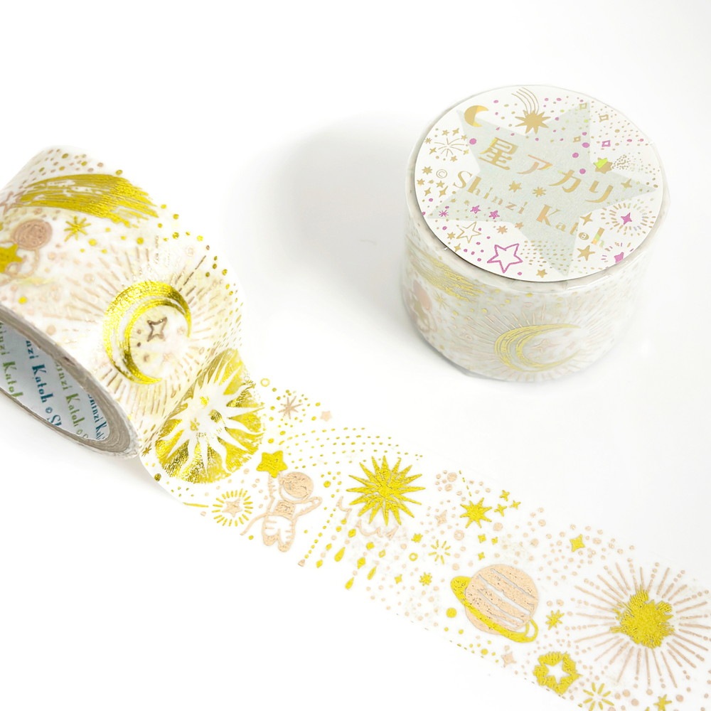 きらぴかマスキングテープ 星アカリ 27ｍｍ幅 銀河 2色箔