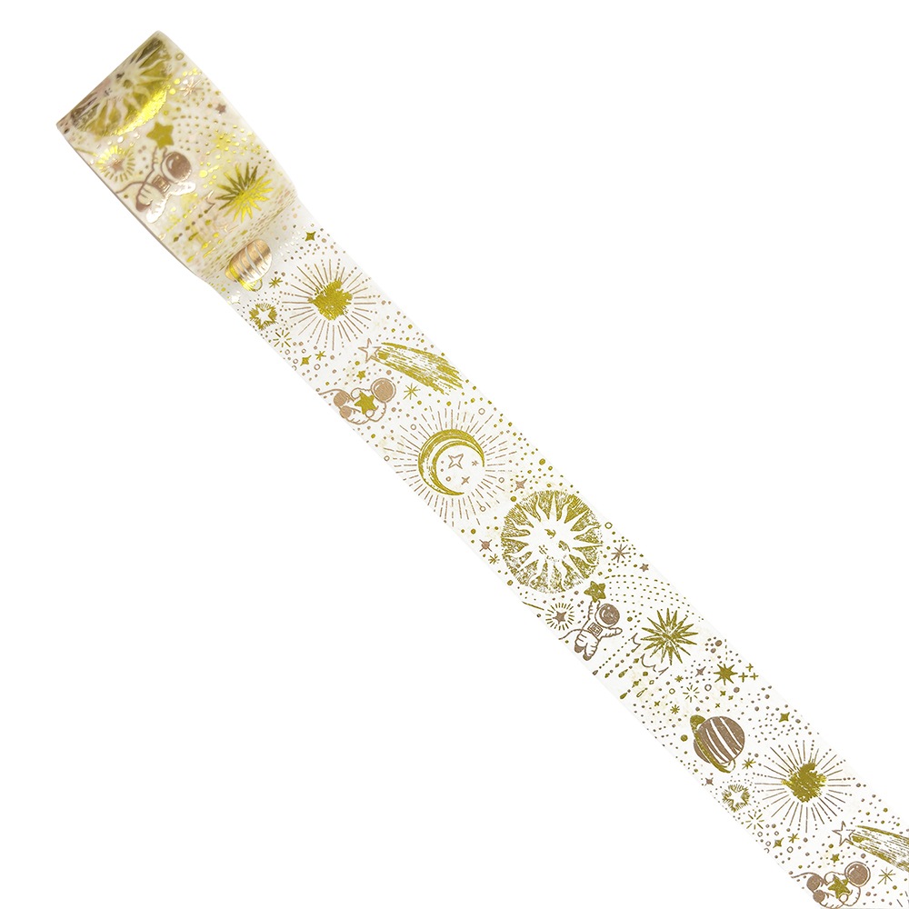 きらぴかマスキングテープ 星アカリ 27ｍｍ幅 銀河 2色箔