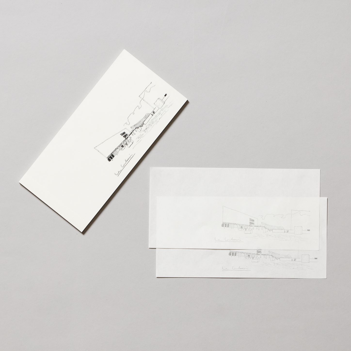 一筆箋　ル・コルビュジエ／散策広場スケッチ