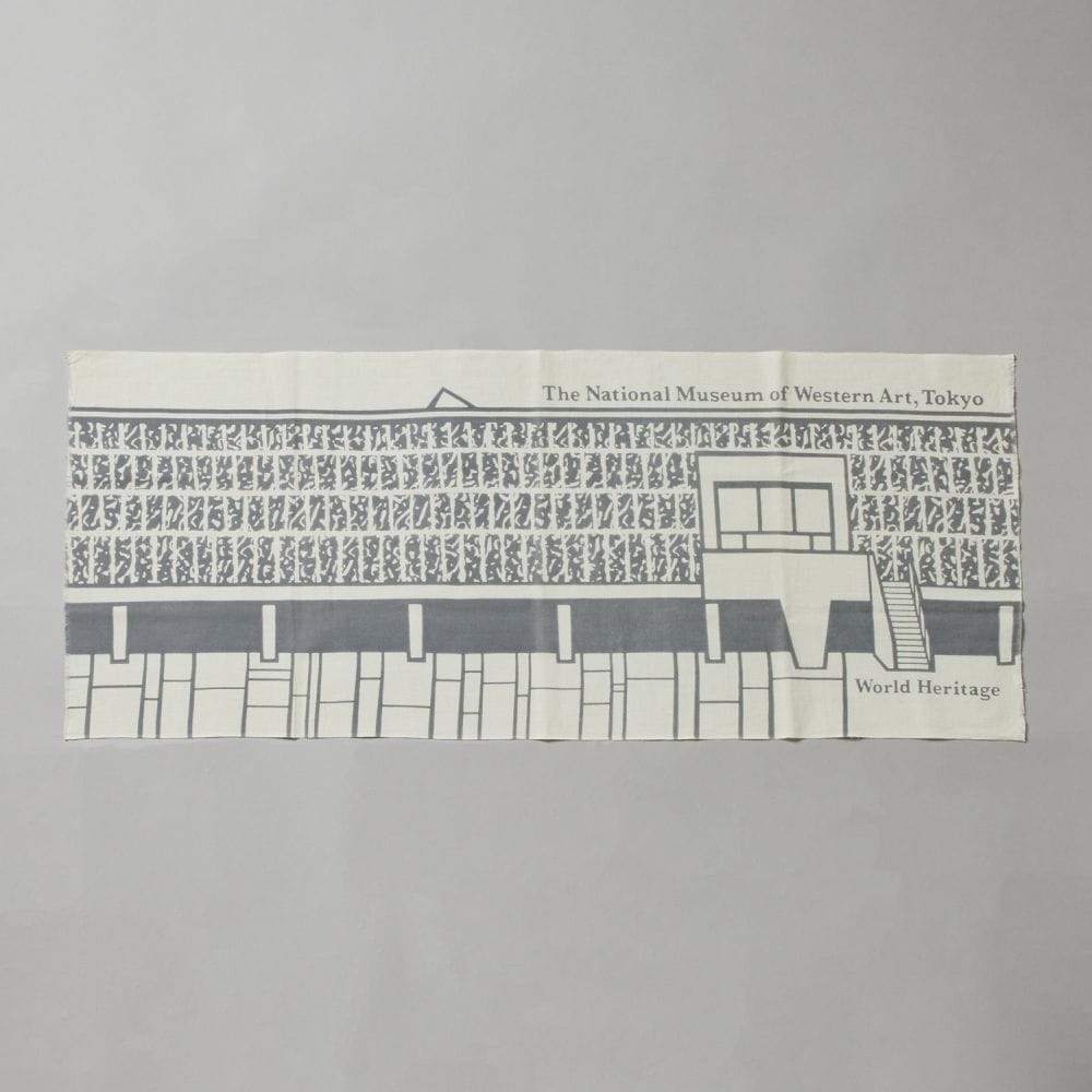 てぬぐい　本館デザイン<br>生成×グレー