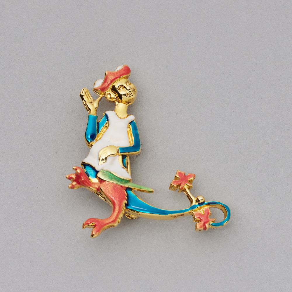 ブローチ　写本赤い脚