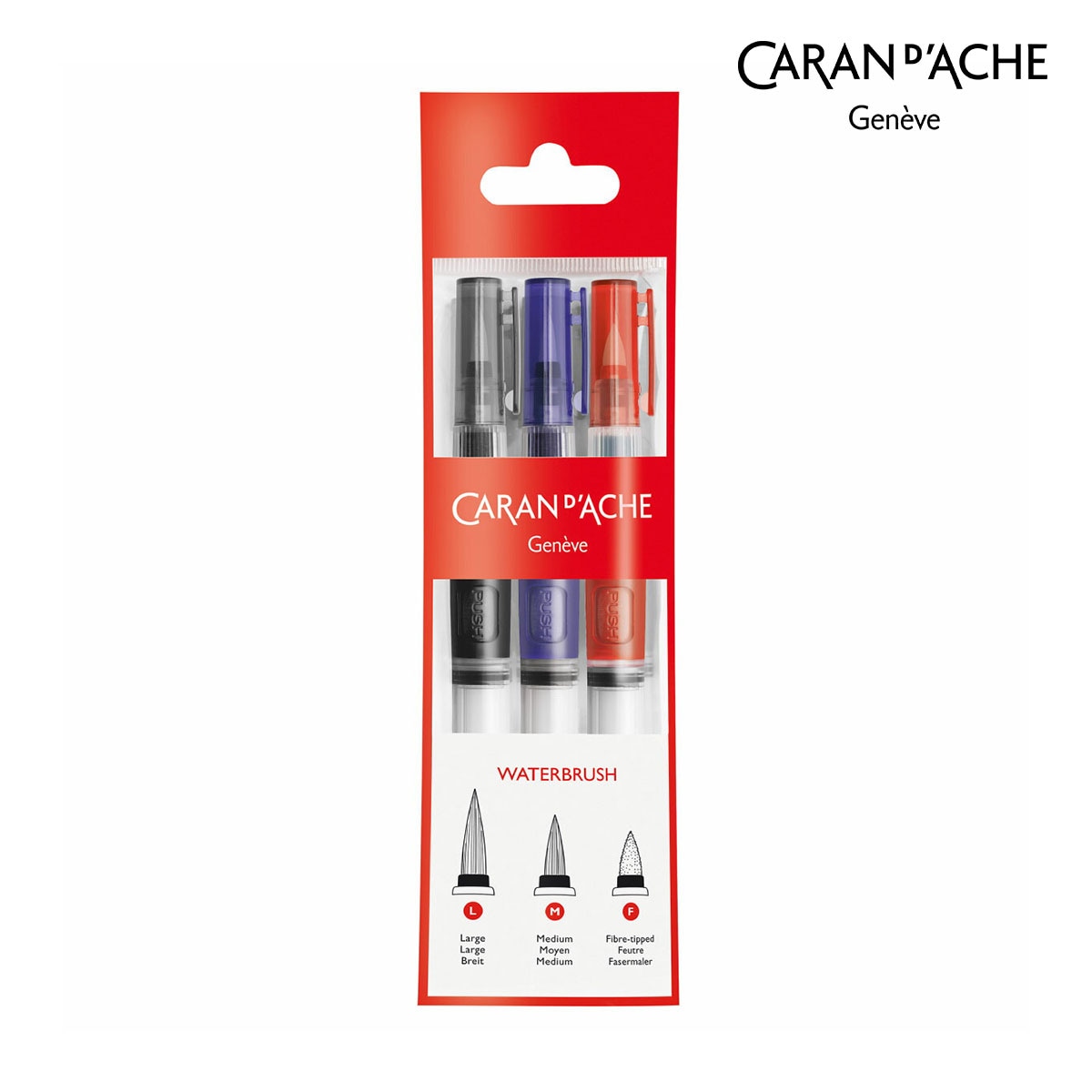 カランダッシュ(Caran d'Ache) 0115-303 ポンプ式水筆・フェルトペン3本セット (619815)