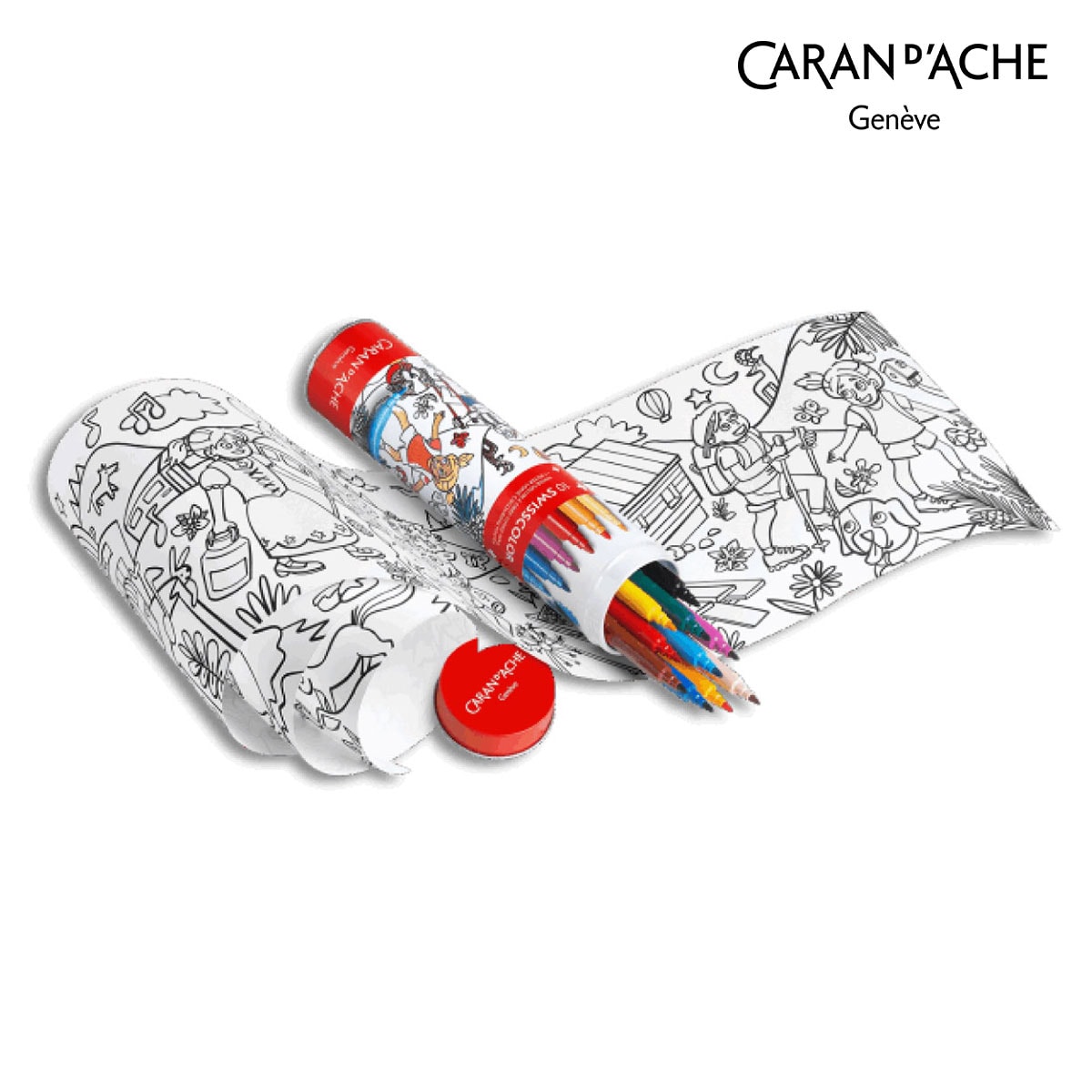 カランダッシュ(Caran d'Ache) 0285-310 スイスカラー フエルトペン 10色＋塗り絵 チューブ缶