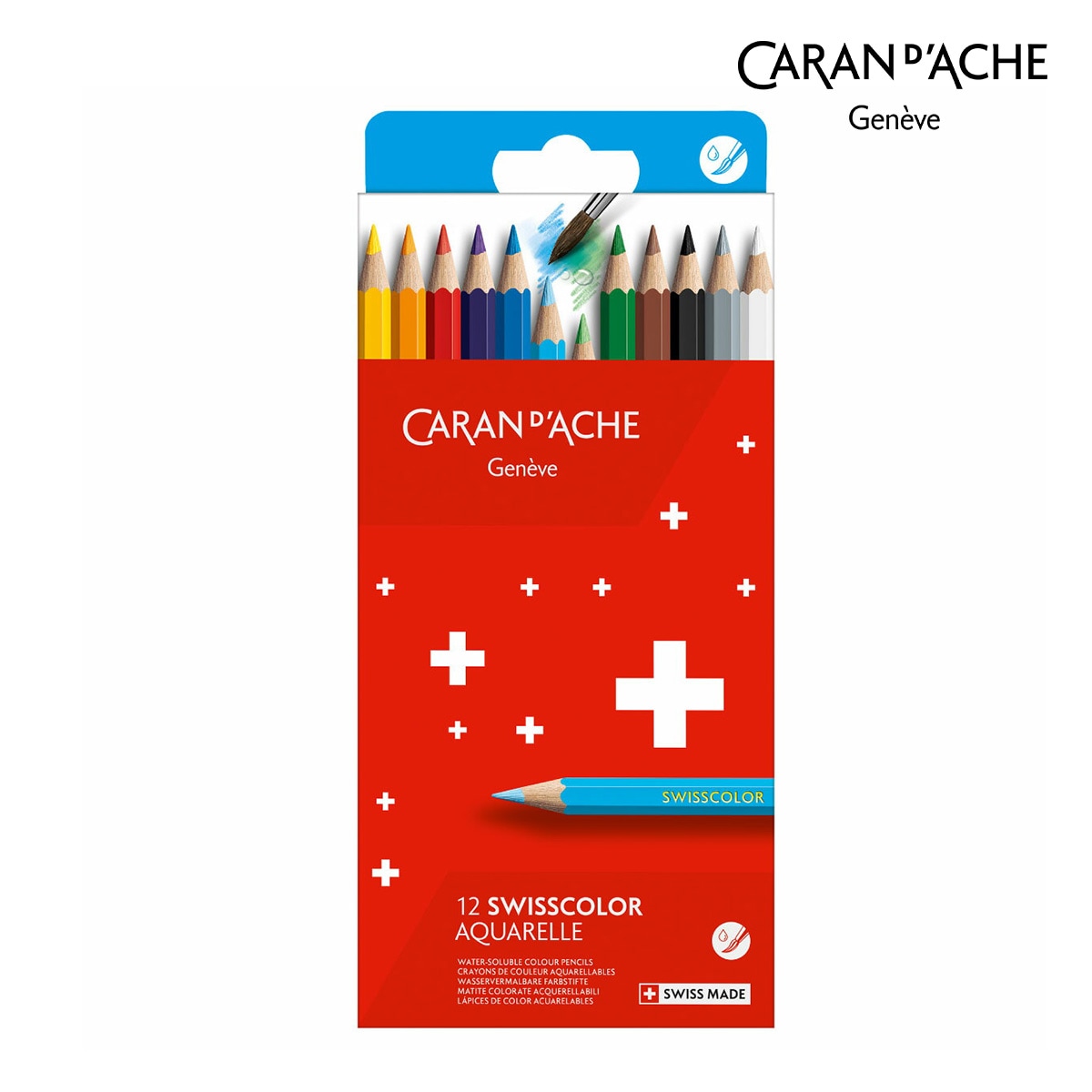 カランダッシュ(Caran d'Ache) 1285-812 スイスカラー 水溶性色鉛筆 12色セット 紙箱 (619461)