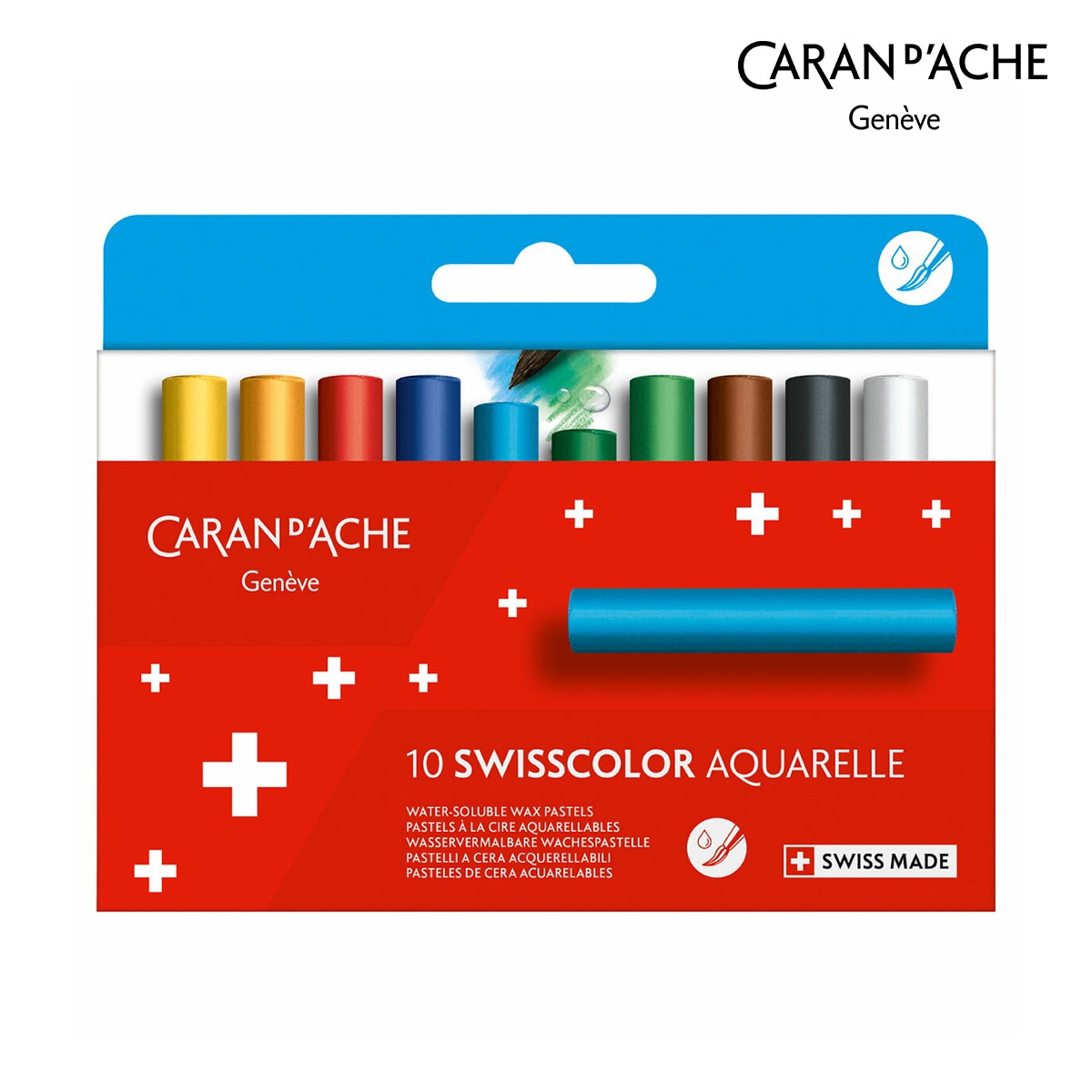 カランダッシュ(Caran d'Ache) 7502-810 スイスカラー水溶性パステル10色 紙箱 (619469)