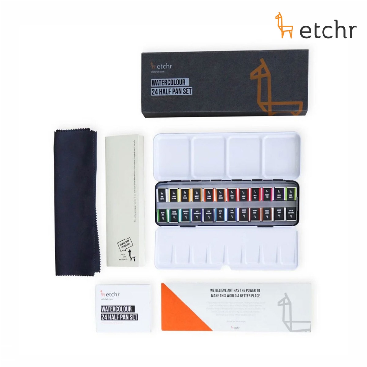 エッチャー(Etchr) 固形水彩絵具 24色セット ハーフパン (275248)