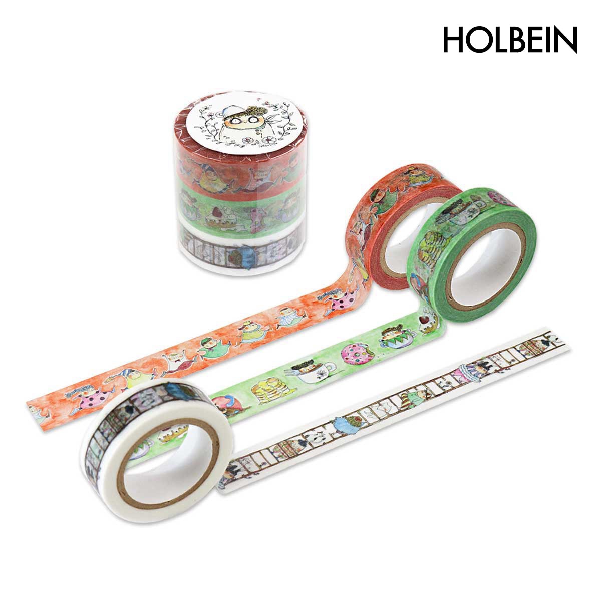 ホルベイン×夏きこ コラボ マスキングテープ 3巻入 (474898)