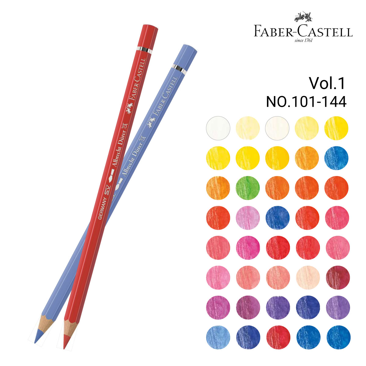 ファーバーカステル デューラー水彩色鉛筆 単色販売 全120色 (101～144) 1/3Page バラ売り