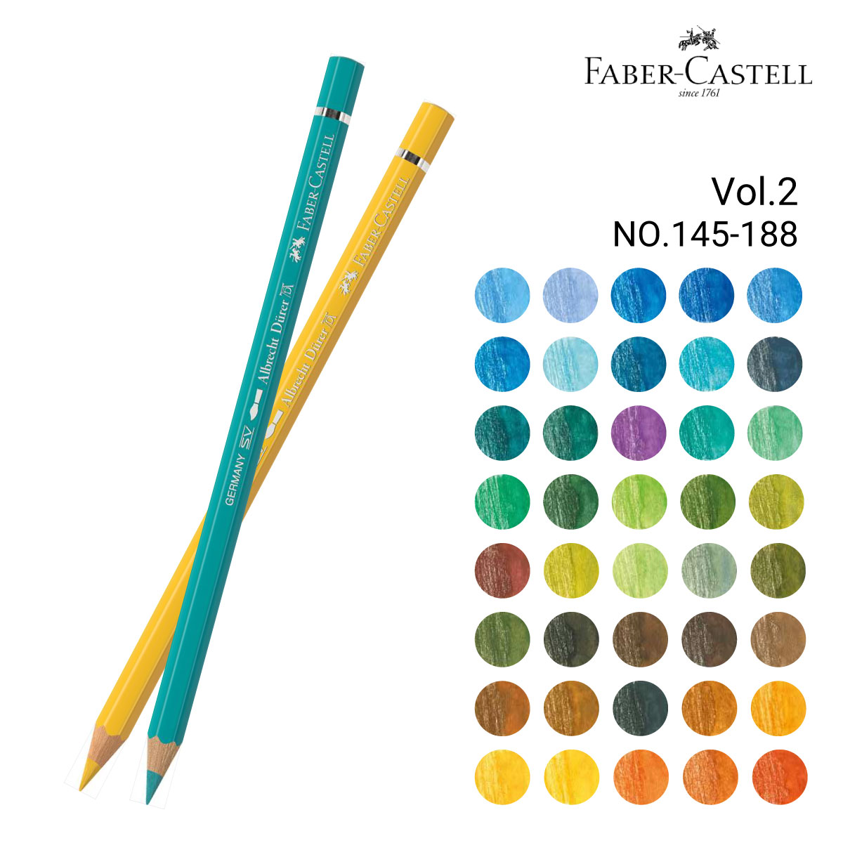 ファーバーカステル デューラー水彩色鉛筆 単色販売 全120色 (145～188) 2/3Page バラ売り