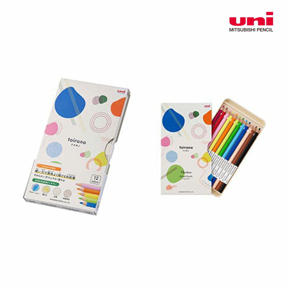 三菱鉛筆 色鉛筆toirono トイロノ 12色セット (TR12C)