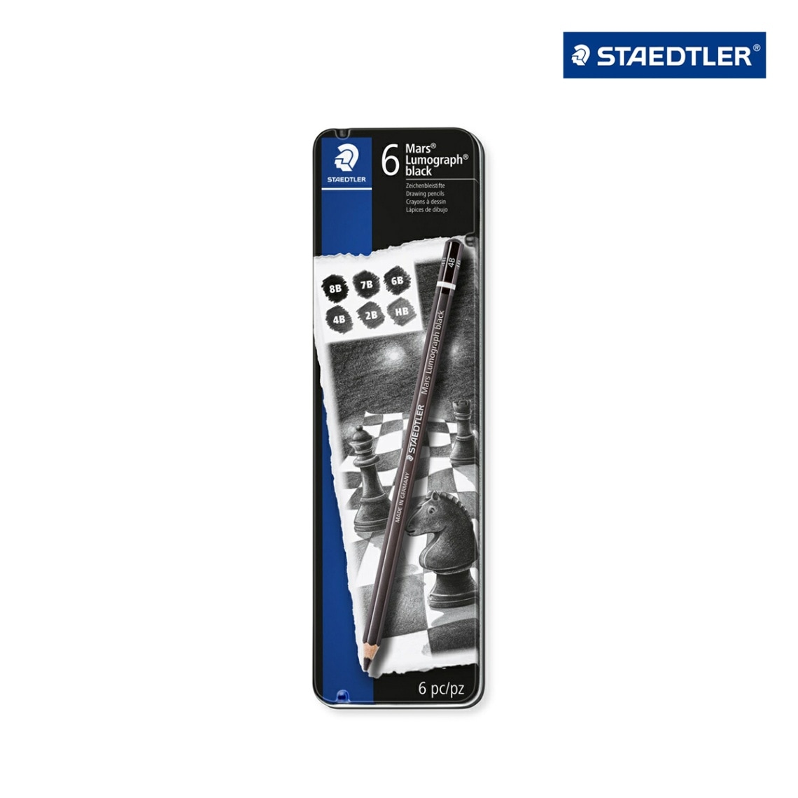 ステッドラー マルス ルモグラフ ブラック 描画用高級鉛筆 6本セット (100B G6)