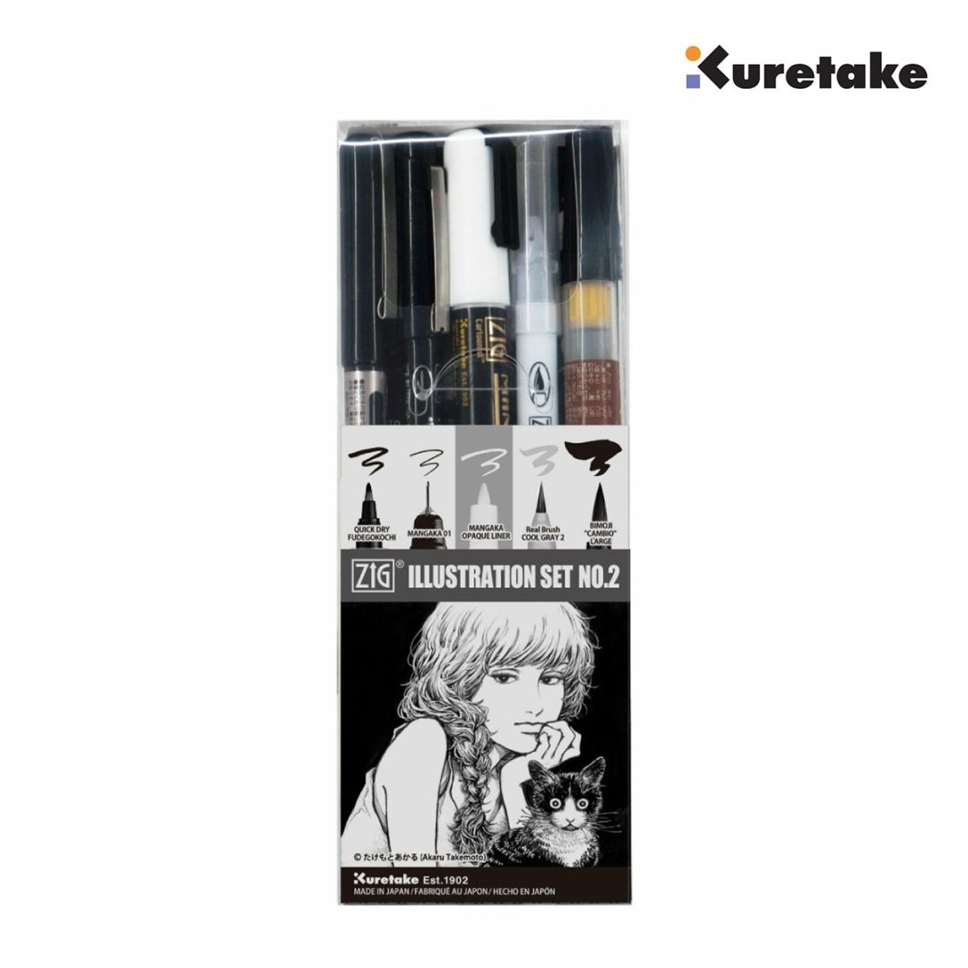 呉竹 ZIG ILLUSTRATION SET NO.2／5本セット イラストレーションセット (IKTB-24/5V)