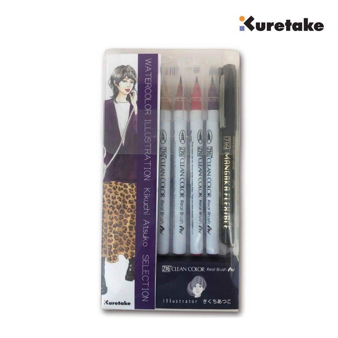 呉竹 ZIG クリーンカラーリアルブラッシュ 水彩イラスト きくちあつこセレクション/レオパード(ECD160-030)