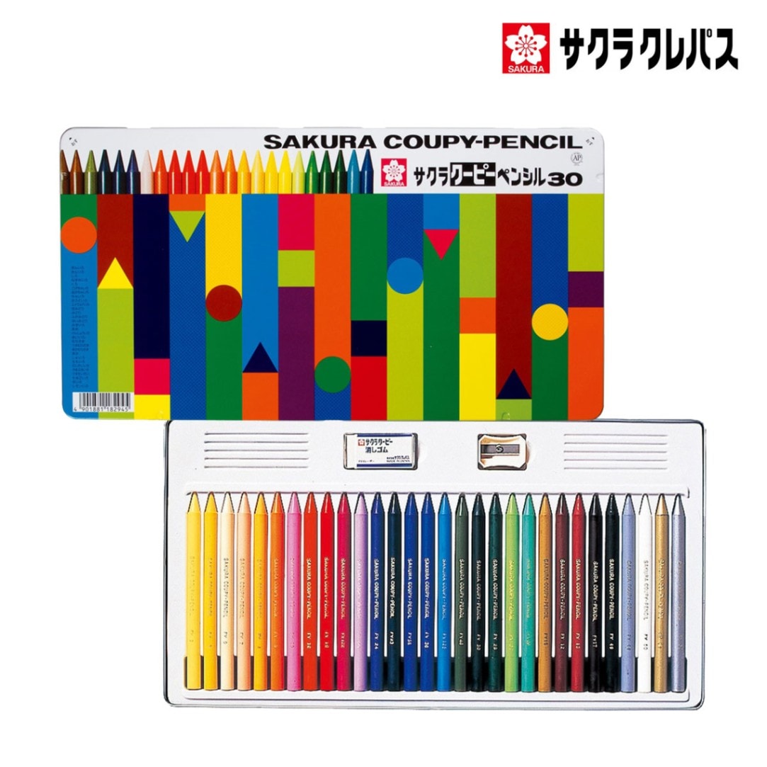 サクラクレパス ク－ピ－ペンシル 30色セット (缶入)FY30 (182945)