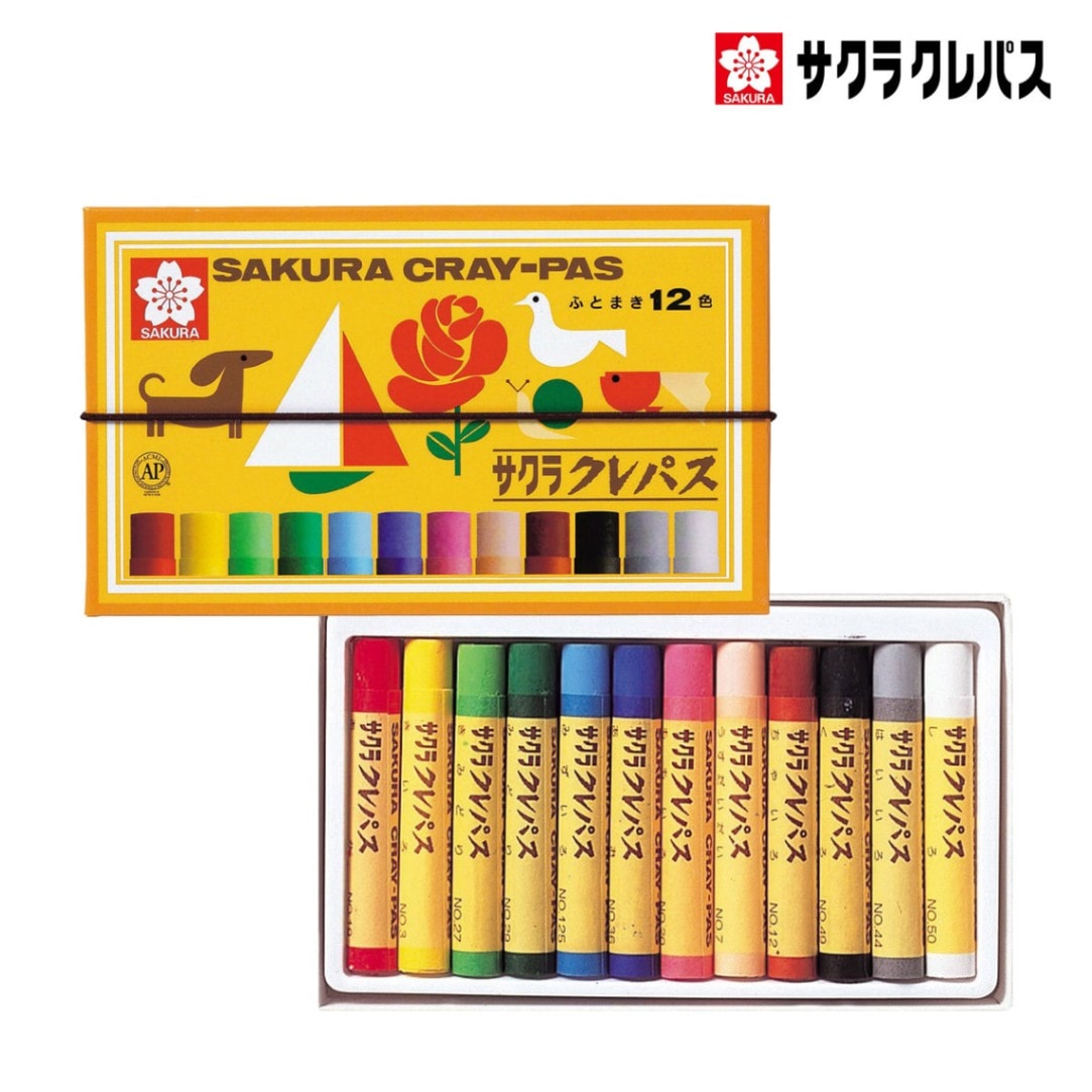 サクラクレパス クレパス太巻 12色セット (ゴムひも付)LP12R (142846)