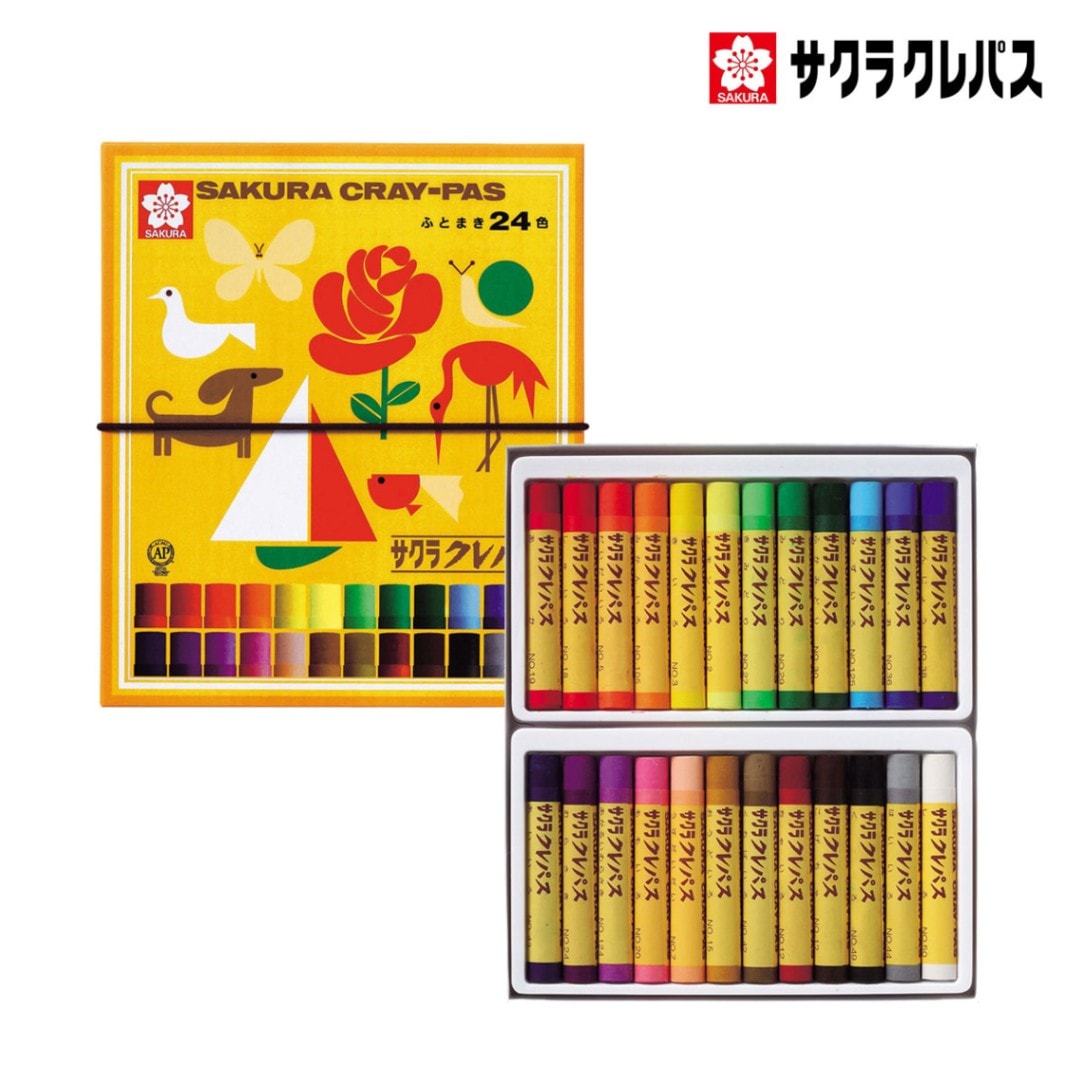 サクラクレパス クレパス太巻 24色セット (ゴムひも付)LP24R (152353)