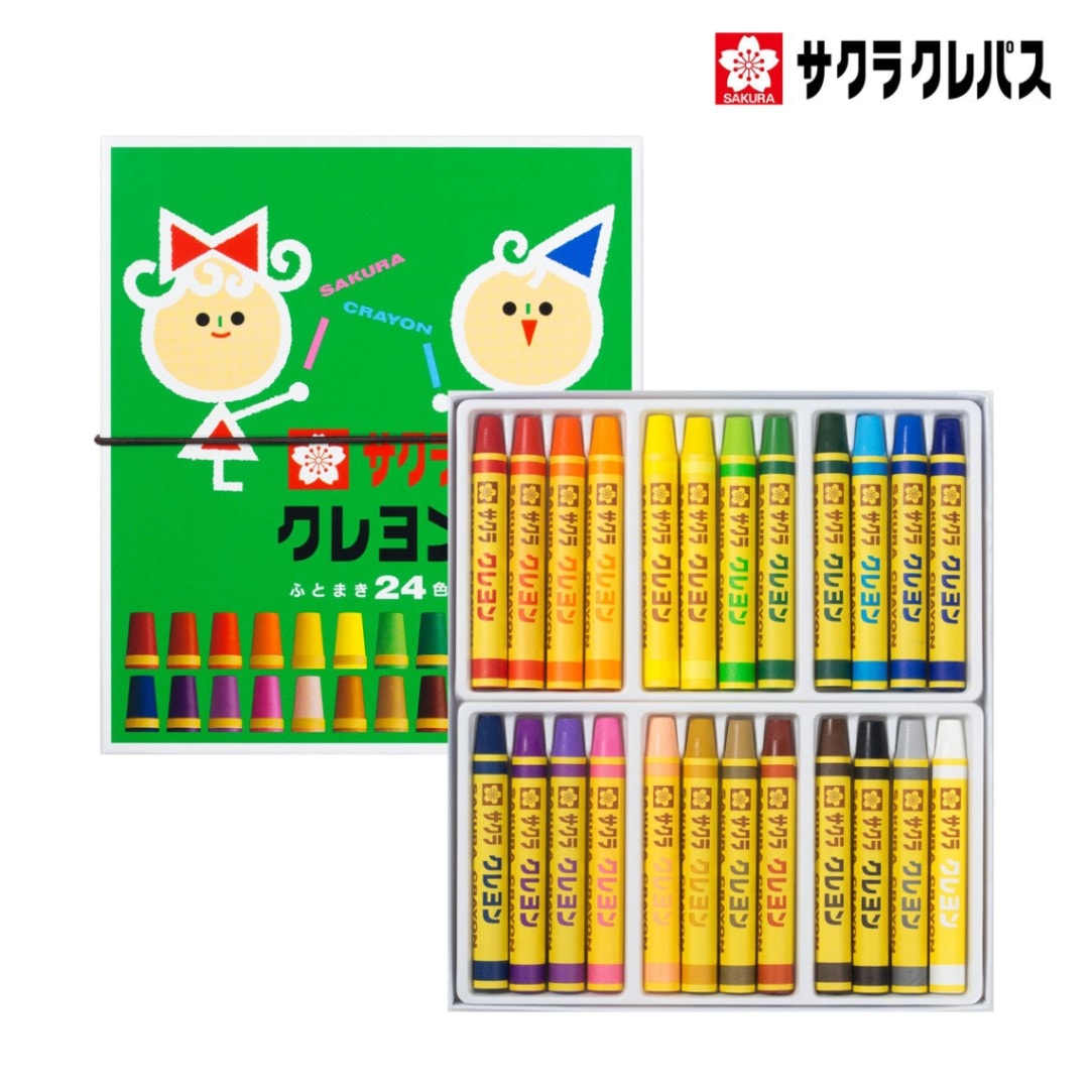 サクラクレパス クレヨン太巻 24色セット (ゴムひも付)LY24R (152370)