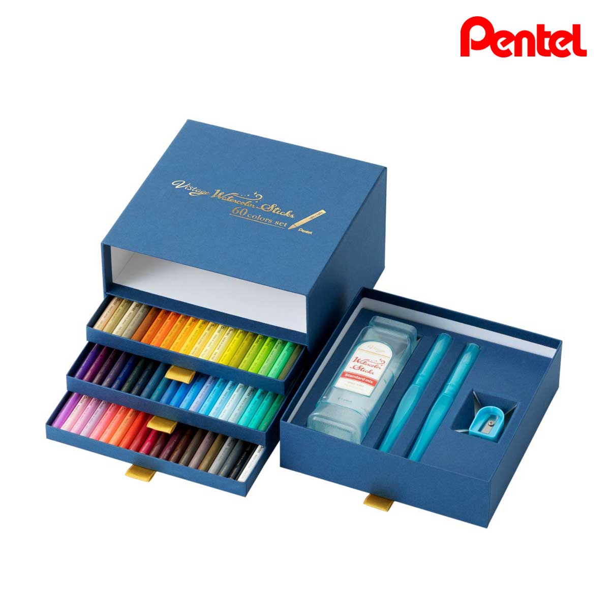 ぺんてる ヴィスタージュ 水彩スティック60色セット(GSS1-60ST2)