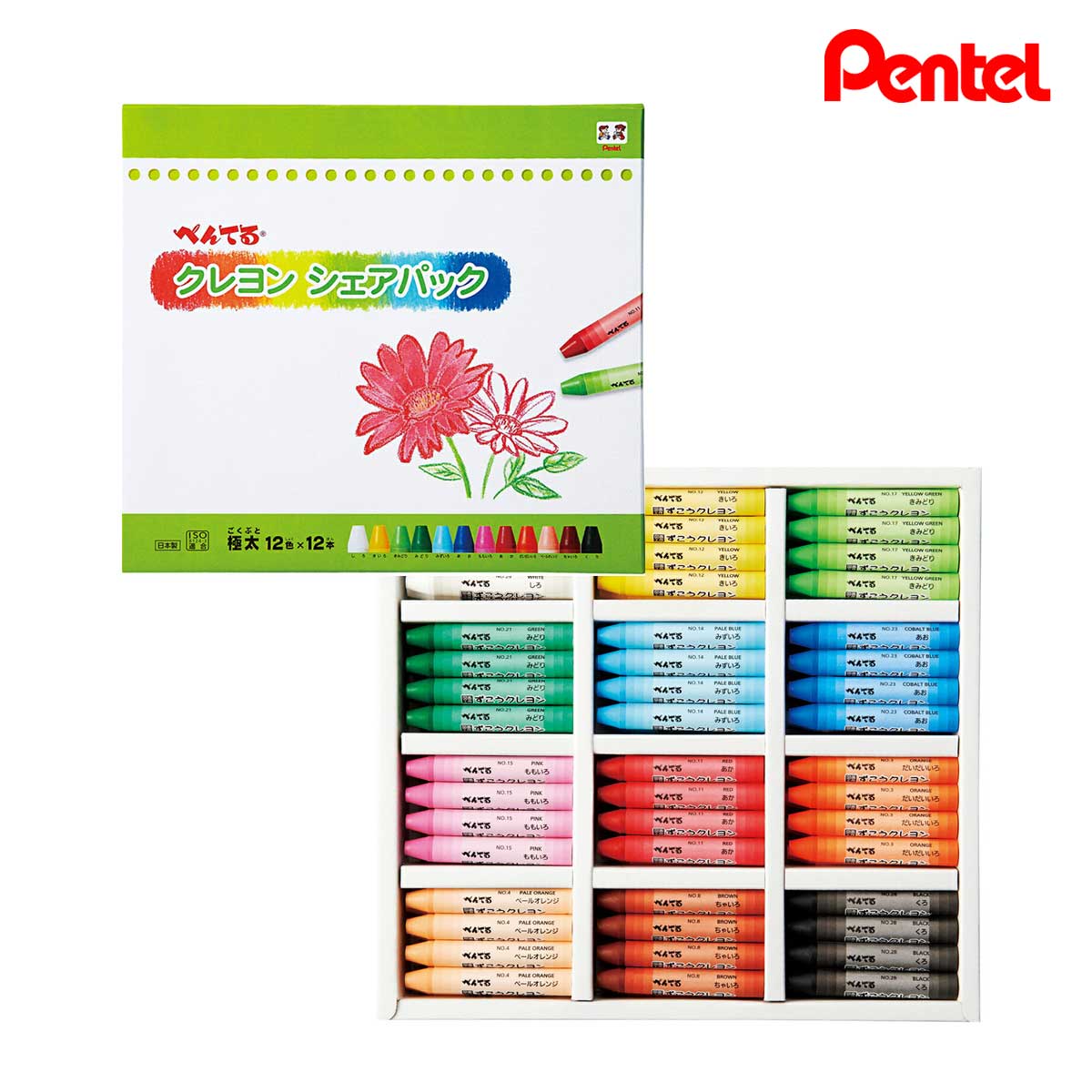 ぺんてる クレヨン シェアパック (PTCGSP-12)