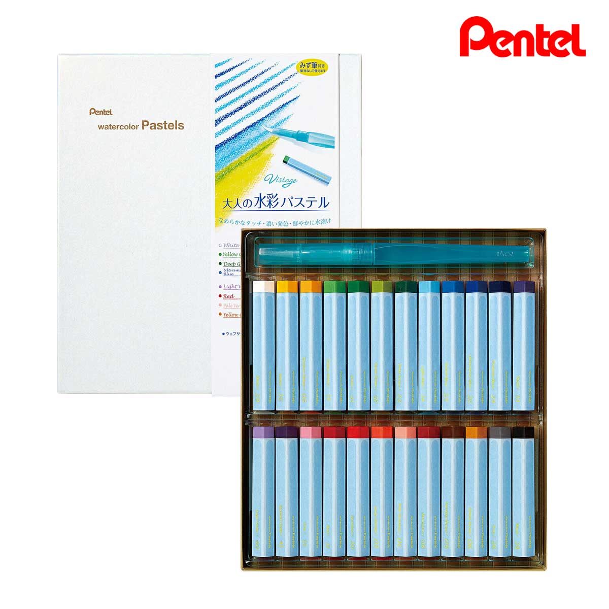 ぺんてる 大人の水彩パステル 24色 (GHW1-24)