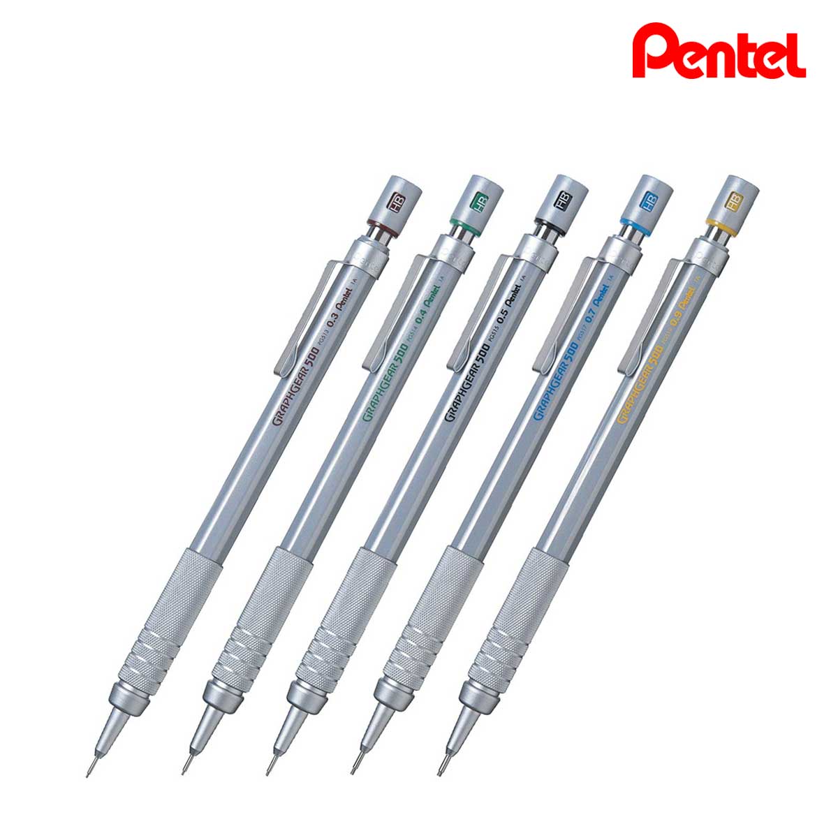 ぺんてる グラフギア500 製図用シャープペンシル (0.3/0.4/0.5/0.7/0.9) 全5種