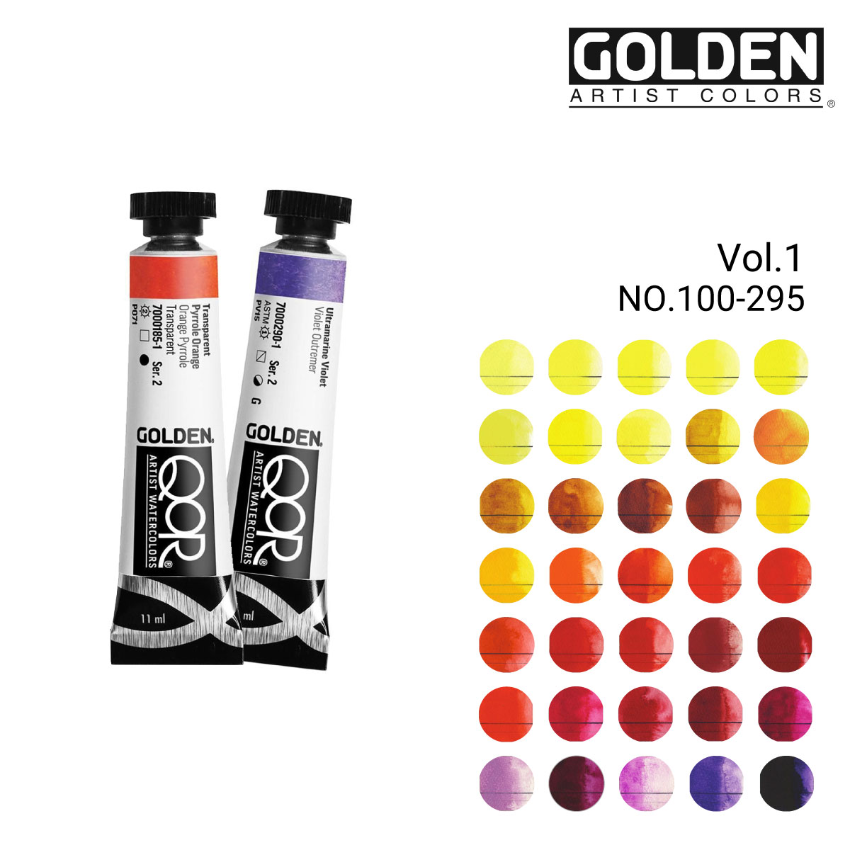 Golden 透明水彩絵具 QOR コア 11ml 単色販売 1/3Page (100-295)