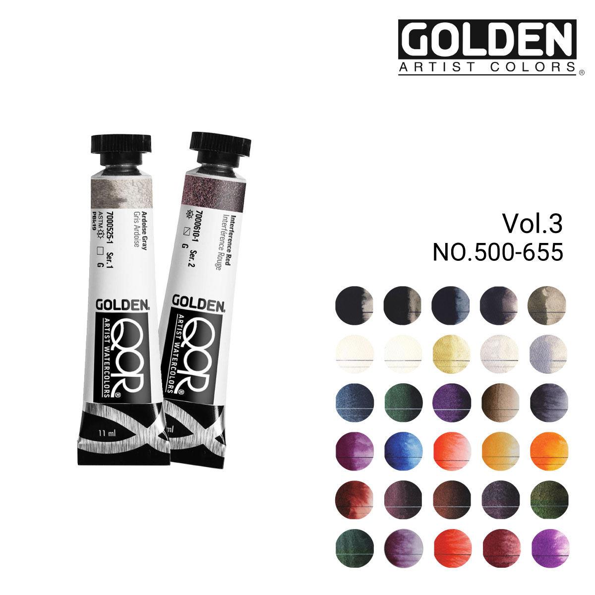 Golden 透明水彩絵具 QOR コア 11ml 単色販売 3/3Page (500-655)