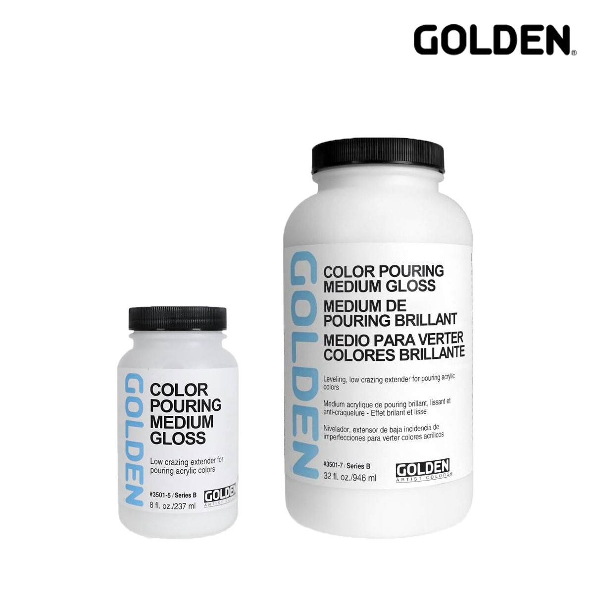 Golden アクリックス メディウム 3501 カラー ポーリング メディウム グロス 237ml/946ml