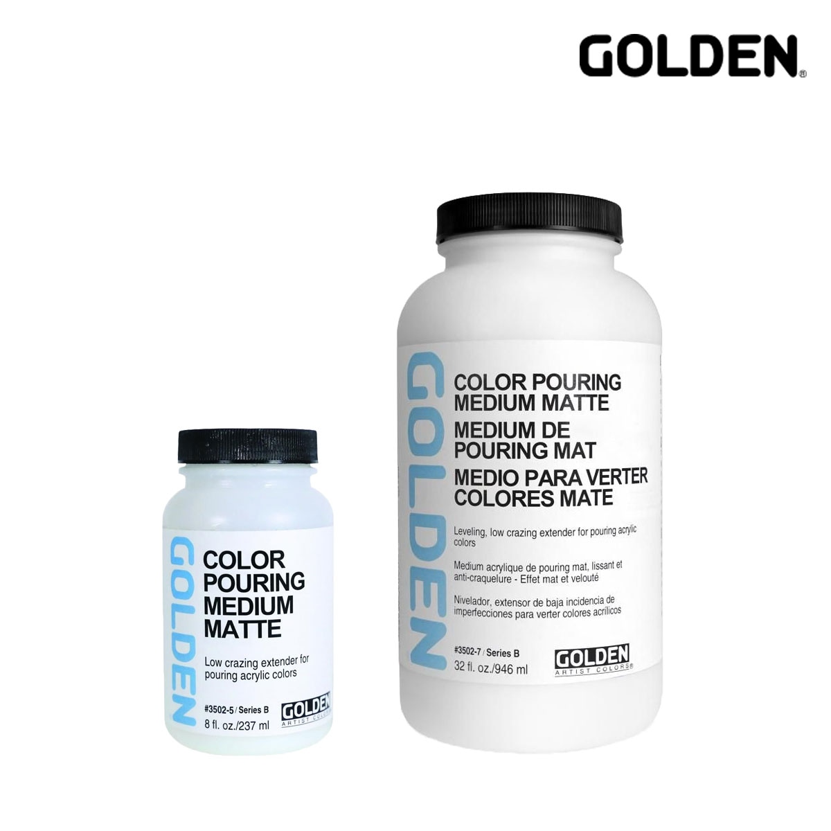 Golden アクリックス メディウム 3502 カラー ポーリング メディウム マット 237ml/946ml