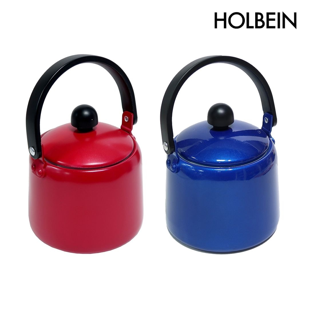 ホルベイン 油彩用筆洗器 アルミカラー (赤、青)  円錐型アルミ製 口径71φ×H112mm