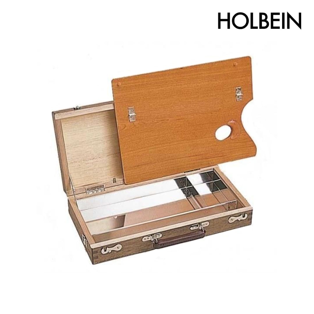 ホルベイン 油彩用スケッチ箱 カスタムG (堅木材 ブリキ仕切 二ッ折大半長型パレット付) 