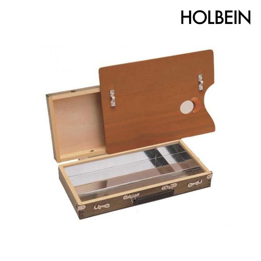 ホルベイン 油彩用スケッチ箱 カスタムN (堅木材 ブリキ仕切 二ッ折大半長型パレット付) 