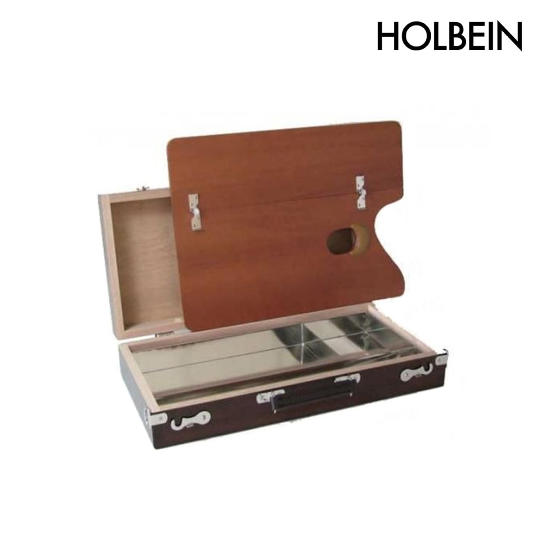 ホルベイン 油彩用スケッチ箱 カスタムEE (堅木材 ブリキ仕切 二ッ折大半長型パレット付)  