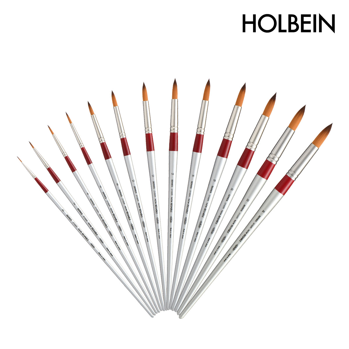 ホルベイン 油彩/アクリル用画筆 リセーブル 2100R ラウンド 0号-24号