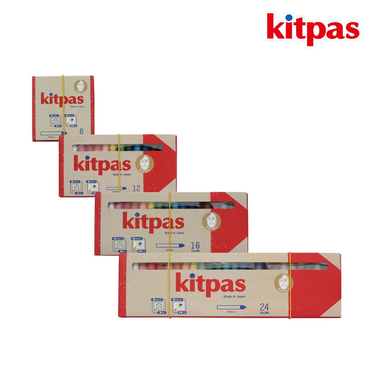 日本理化学 キットパスミディアム ライスワックス 各サイズ(6色/12色/16色/24色)